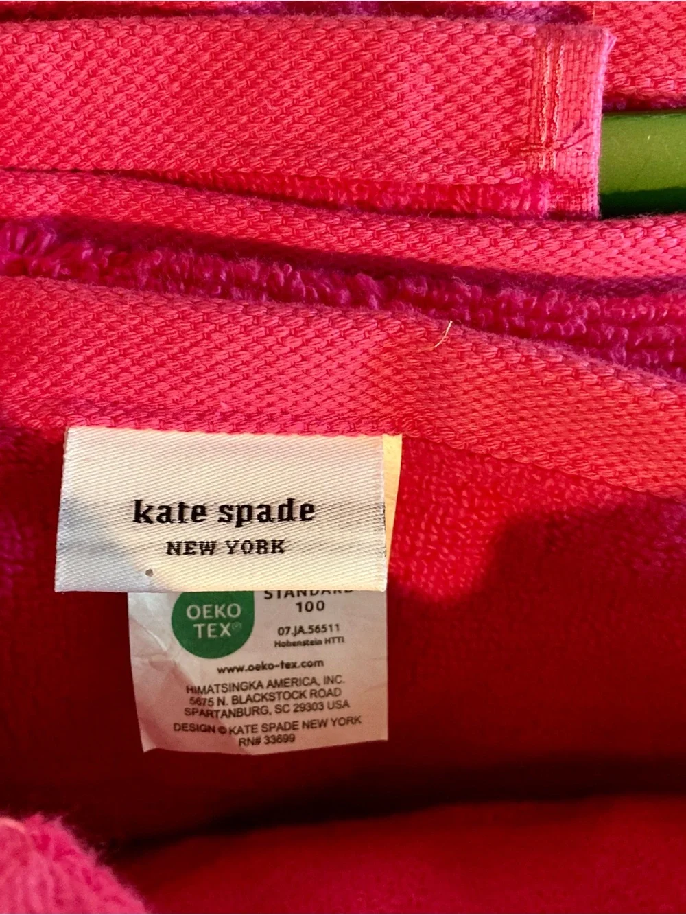 NEW kate spade Bright Fuchsia Bath Towel- set of 2